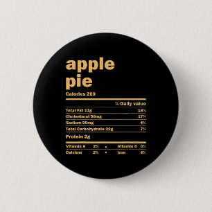 Thanksgiving Christmas Apple Pie Nutritional Facts 6 Cm Round Badge