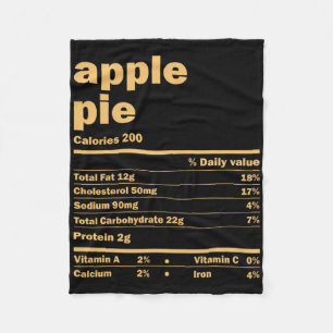 Thanksgiving Christmas Apple Pie Nutritional Facts Fleece Blanket