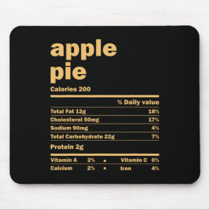 Thanksgiving Christmas Apple Pie Nutritional Facts Mouse Pad