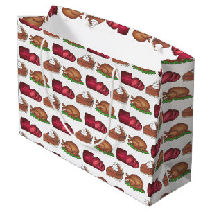 Thanksgiving Christmas Dinner Turkey Pie Foodie Large Gift Bag