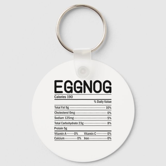 Thanksgiving Christmas Food Facts Eggnog Nutrition Key Ring (Front)