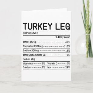 Thanksgiving Christmas Food Facts Turkey Leg Nutri Card