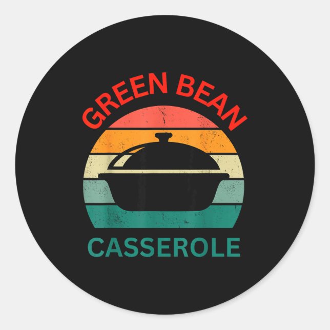 Thanksgiving Christmas Funny Green Bean Cerole Des Classic Round Sticker (Front)
