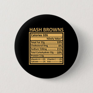Thanksgiving Christmas Funny Hash Browns Nutrition 6 Cm Round Badge