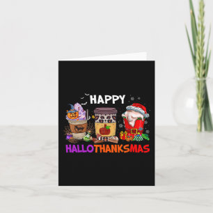 Thanksgiving Christmas Happy Hallothanksmas Coffee Card