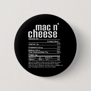 Thanksgiving Christmas Mac N Cheese Nutritional Fa 6 Cm Round Badge