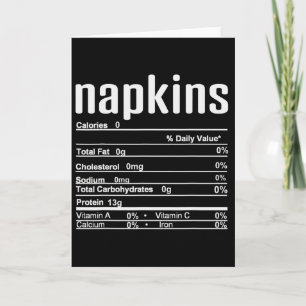 Thanksgiving Christmas Napkins Nutrition Fact Card