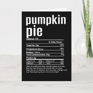 Thanksgiving Christmas Pumpkin Pie Nutritional Fac Card