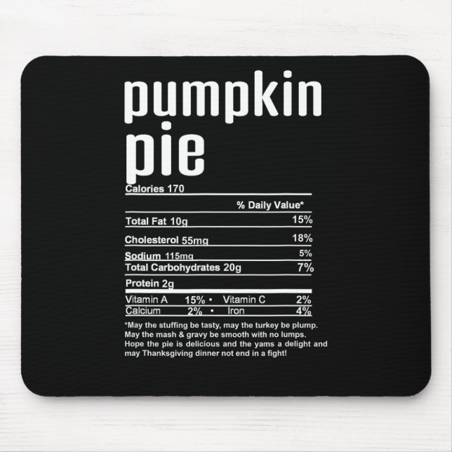 Thanksgiving Christmas Pumpkin Pie Nutritional Fac Mouse Pad (Front)