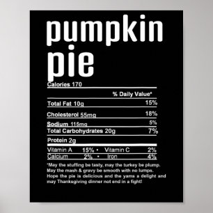 Thanksgiving Christmas Pumpkin Pie Nutritional Fac Poster