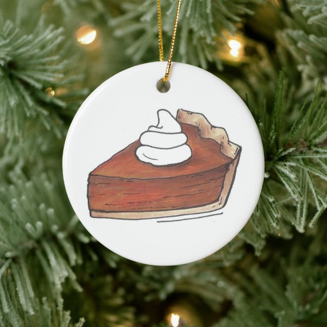 Thanksgiving Christmas Pumpkin Pie Slice Dessert Ceramic Tree Decoration (Tree)