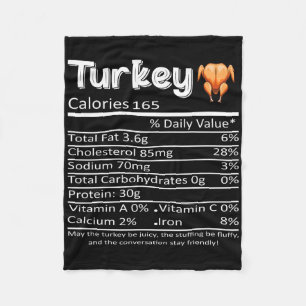 Thanksgiving Christmas Turkey Nutritional Facts Fleece Blanket