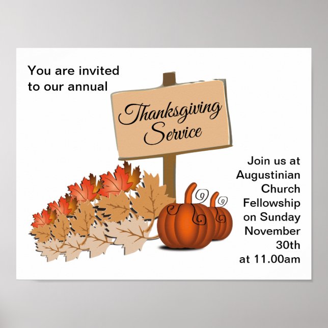 THANKSGIVING Church Service Poster (Front)