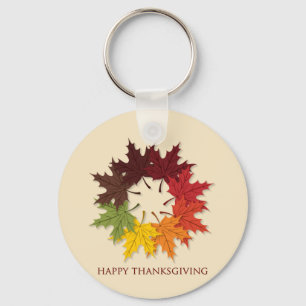 Thanksgiving circle of leaves key ring