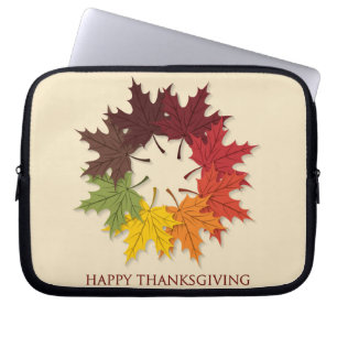 Thanksgiving circle of leaves laptop sleeve