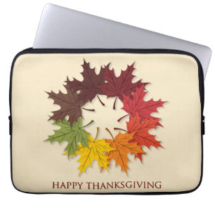 Thanksgiving circle of leaves laptop sleeve