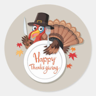 Thanksgiving classic round sticker