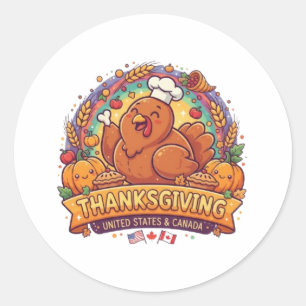 THANKSGIVING CLASSIC ROUND STICKER
