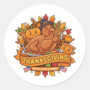 THANKSGIVING CLASSIC ROUND STICKER