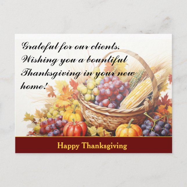 Thanksgiving Client Real Estate Marketing Postcard (Front)