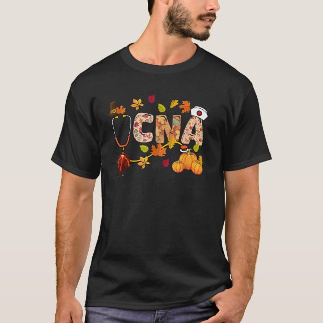 Thanksgiving CNA Stethoscope Fall Scrub Top ER Men (Front)