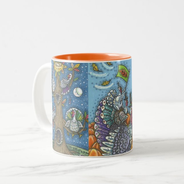 THANKSGIVING COLLECTION 3 TURKEY ILLUSTRATIONS MUG (Front Left)
