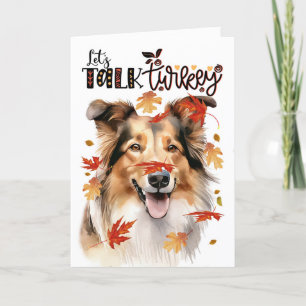 Thanksgiving Collie Dog Lets Talk Turkey Holiday Card