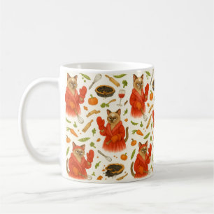 Thanksgiving cooking themed for cat lovers coffee mug