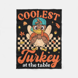 Thanksgiving Coolest Turkey At Table Boys Kids Tod Fleece Blanket