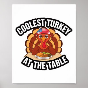 Thanksgiving Coolest Turkey At The Table Thanksgiv Poster