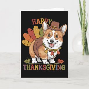 Thanksgiving Corgi Dog Turkey Card