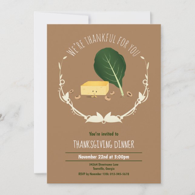 Thanksgiving Cornbread Collard Green Black Eye Pea Invitation (Front)