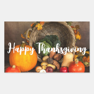 Thanksgiving Cornucopia Bountiful Harvest Rectangular Sticker