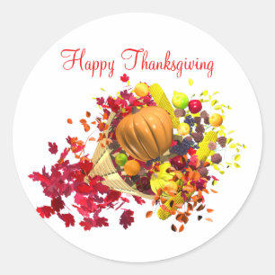 Thanksgiving Cornucopia Classic Round Sticker
