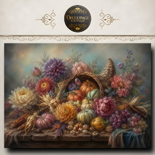 Thanksgiving Cornucopia Floral Decoupage Tissue Paper