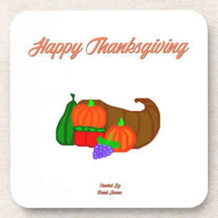Thanksgiving Cornucopia Hard Plastic Coaster
