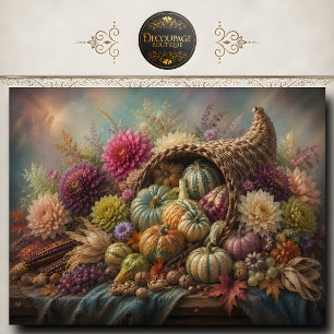 Thanksgiving Cornucopia Harvest Decoupage Tissue Paper