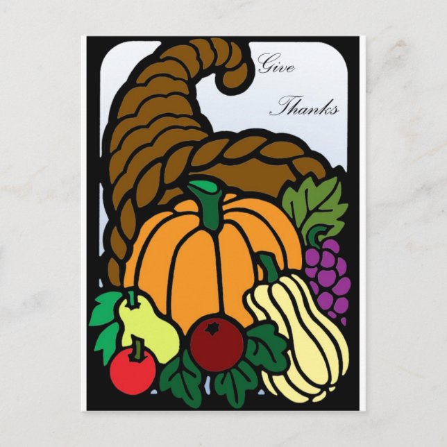 Thanksgiving Cornucopia Holiday Postcard (Front)