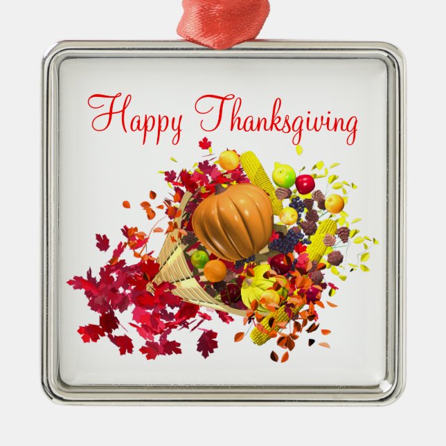 Thanksgiving Cornucopia Metal Tree Decoration (Front)