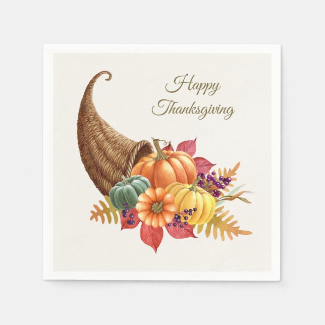Thanksgiving Cornucopia Napkin (Front)
