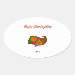 Thanksgiving Cornucopia Oval Sticker