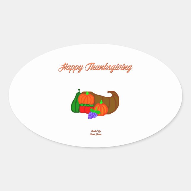 Thanksgiving Cornucopia Oval Sticker (Front)
