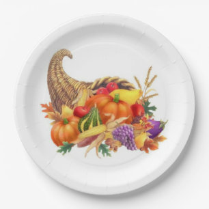 Thanksgiving Cornucopia Paper Plates