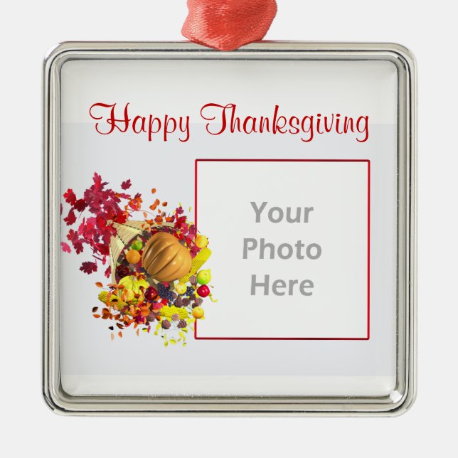 Thanksgiving Cornucopia (photo frame) Metal Tree Decoration (Front)