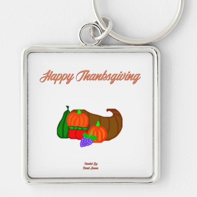 Thanksgiving Cornucopia Premium Square Key Chain (Front)
