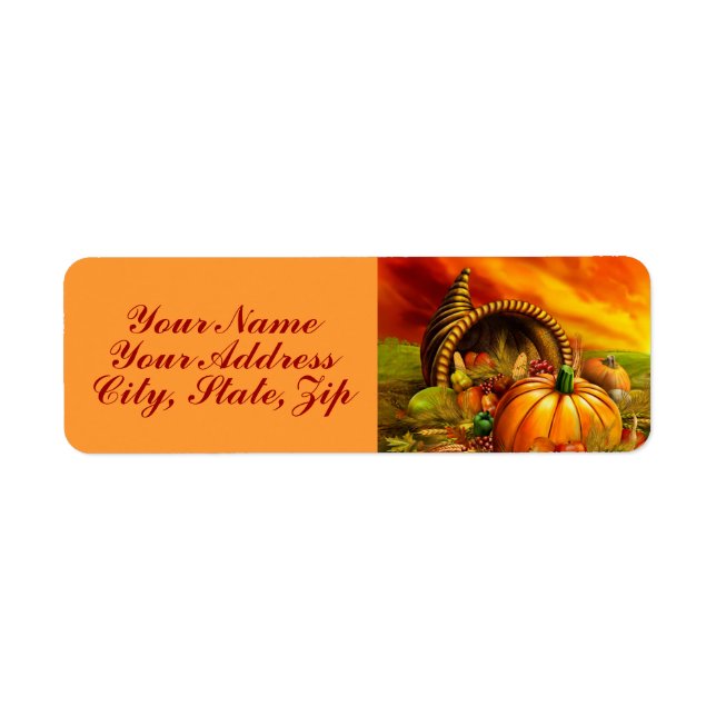 Thanksgiving Cornucopia Return Address Label (Front)