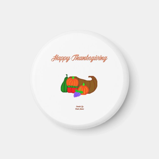 Thanksgiving Cornucopia Round Magnet (Front)