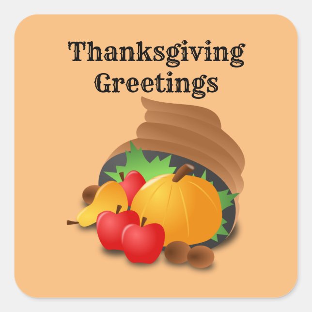 Thanksgiving Cornucopia Square Sticker (Front)