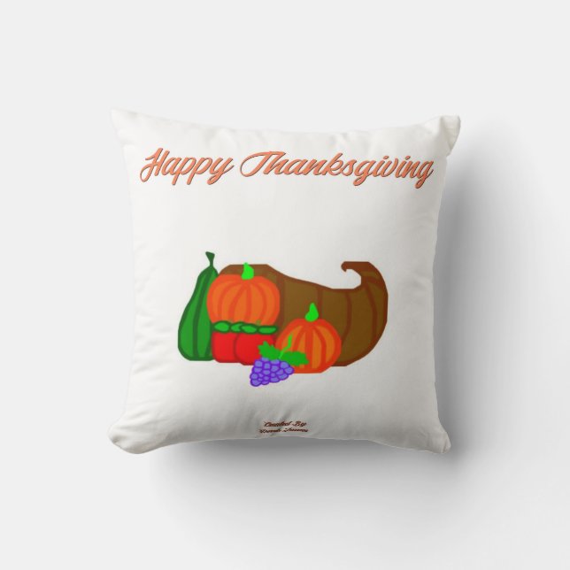 Thanksgiving Cornucopia Square Throw Pillow (Front)