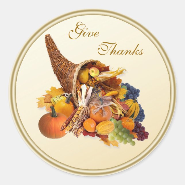 Thanksgiving. Cornucopia Sticker (Front)